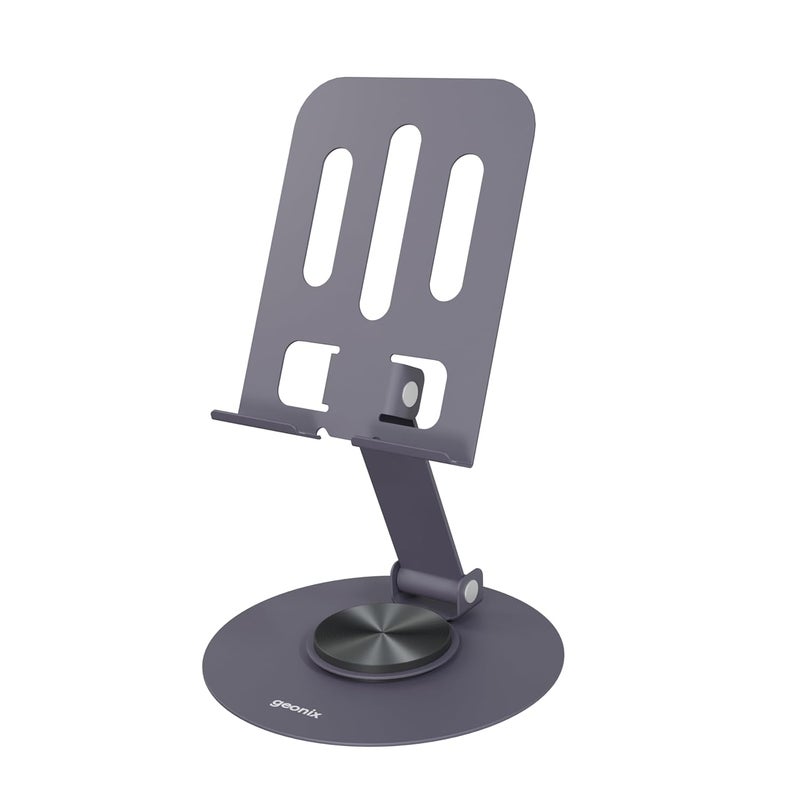 GEONIX Trek M3 360° Rotatable & Foldable Mobile Phone Stand – Metallic, Adjustable Height & Angle, Universal Holder for Smartphones & Tablets (Purple) - Image 1