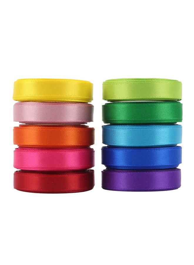 Zeemey 10pcs Rainbow Satin Ribbon, 3/8" x 25 Yards Each - Perfect for Gift Wrapping, Birthday & Wedding Decorations, Invitations & Crafts  - Image 2