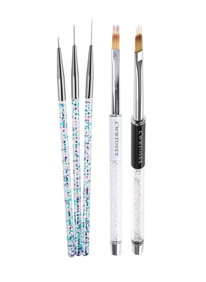 LWBTOSEE 5PCS Nail Ombre Brush Set for Gradient Colors, Rhinestones & Acrylic Drawing - Ideal for UV Gel Polish & Crystal Nail Art - Image 1
