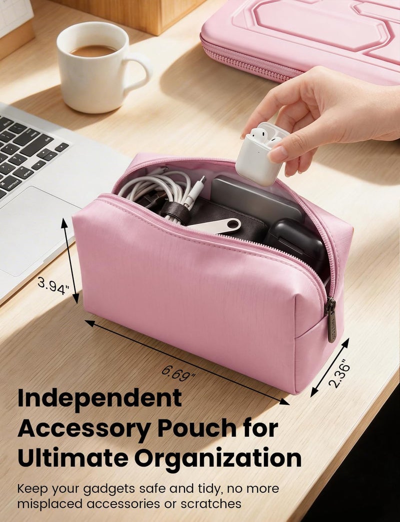 DOMISO Laptop Hard Case 14-14.4 inch Waterproof Shockproof Hard Shell Laptop Sleeve with Handle & Storage Pocket, Compatible with MacBook, HP, Dell,Pink - Image 5