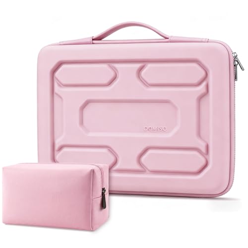DOMISO Laptop Hard Case 14-14.4 inch Waterproof Shockproof Hard Shell Laptop Sleeve with Handle & Storage Pocket, Compatible with MacBook, HP, Dell,Pink - Image 1
