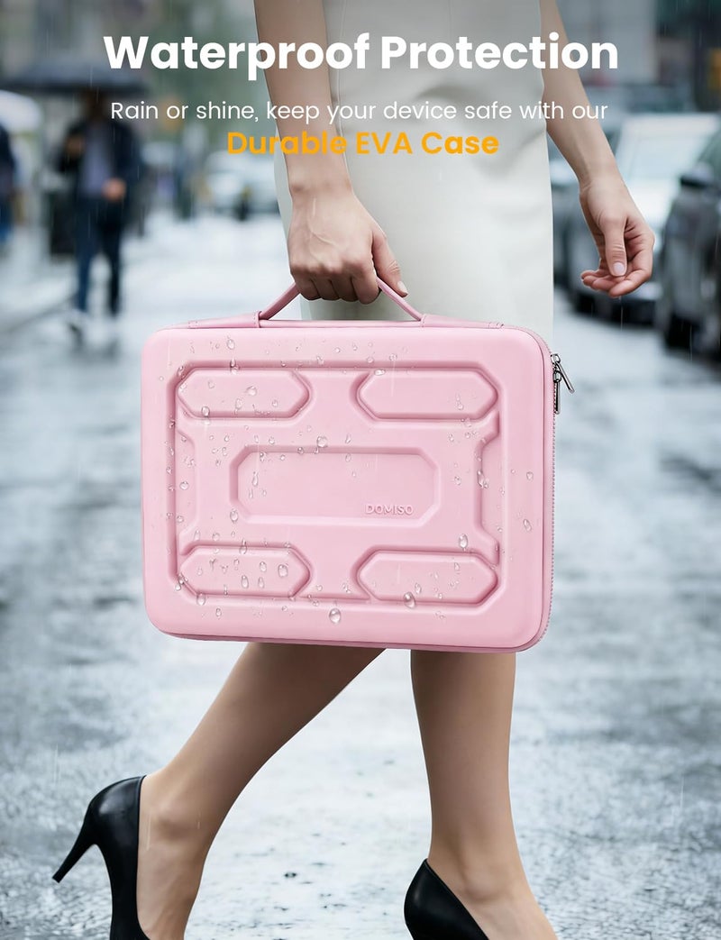 DOMISO Laptop Hard Case 14-14.4 inch Waterproof Shockproof Hard Shell Laptop Sleeve with Handle & Storage Pocket, Compatible with MacBook, HP, Dell,Pink - Image 4