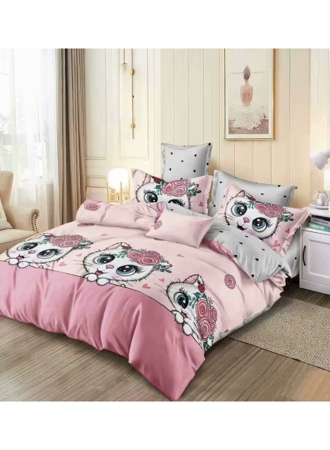 HRT WALL Top Quilty Bedding Set 3D Floral Design Duvet Cover Pillowcase Comforter Bedspread 6 Pics Set Zipper Closure