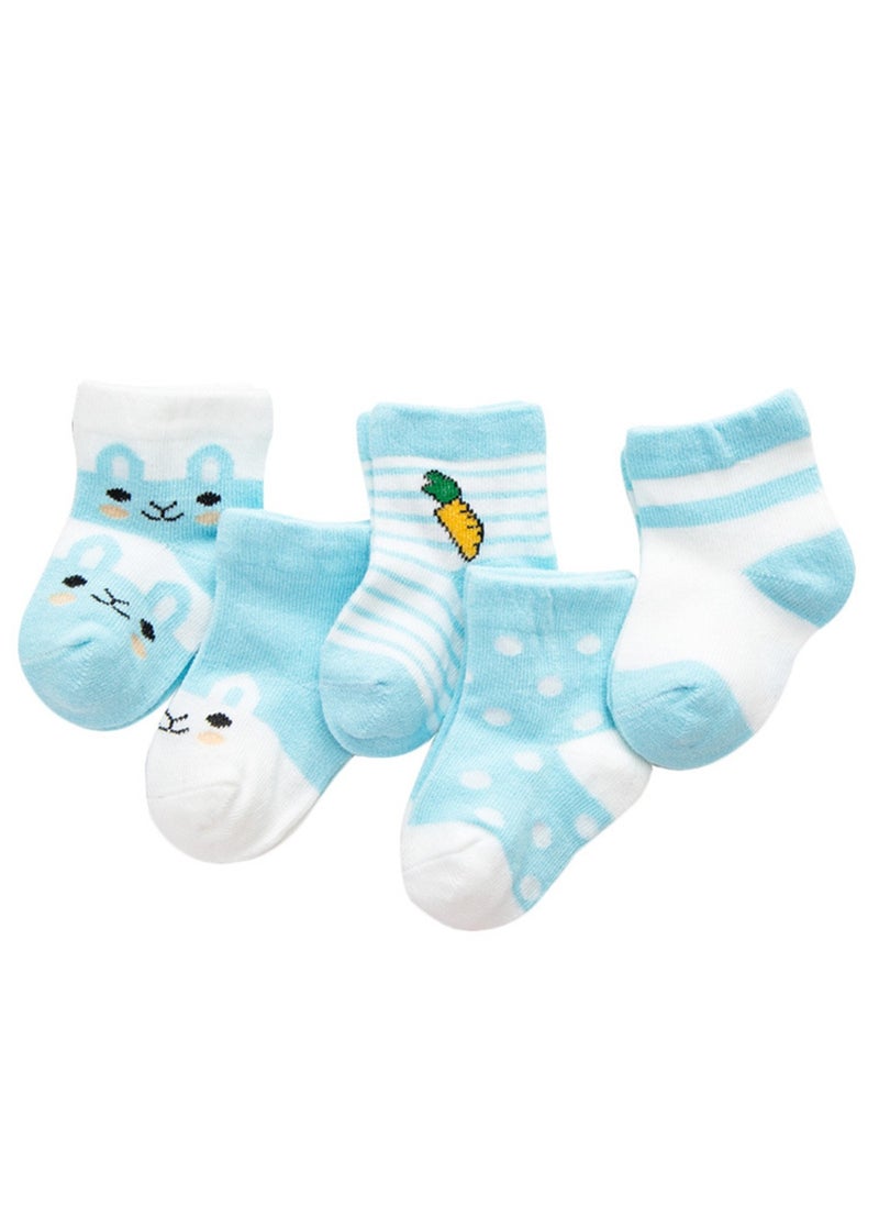 Generic - 5 pairs of baby socks cute cartoon socks sweat-absorbent and breathable cotton socks - Image 1