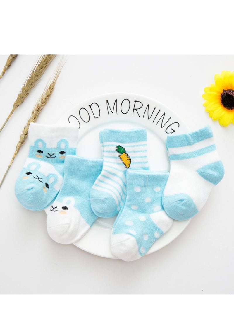 Generic - 5 pairs of baby socks cute cartoon socks sweat-absorbent and breathable cotton socks - Image 1