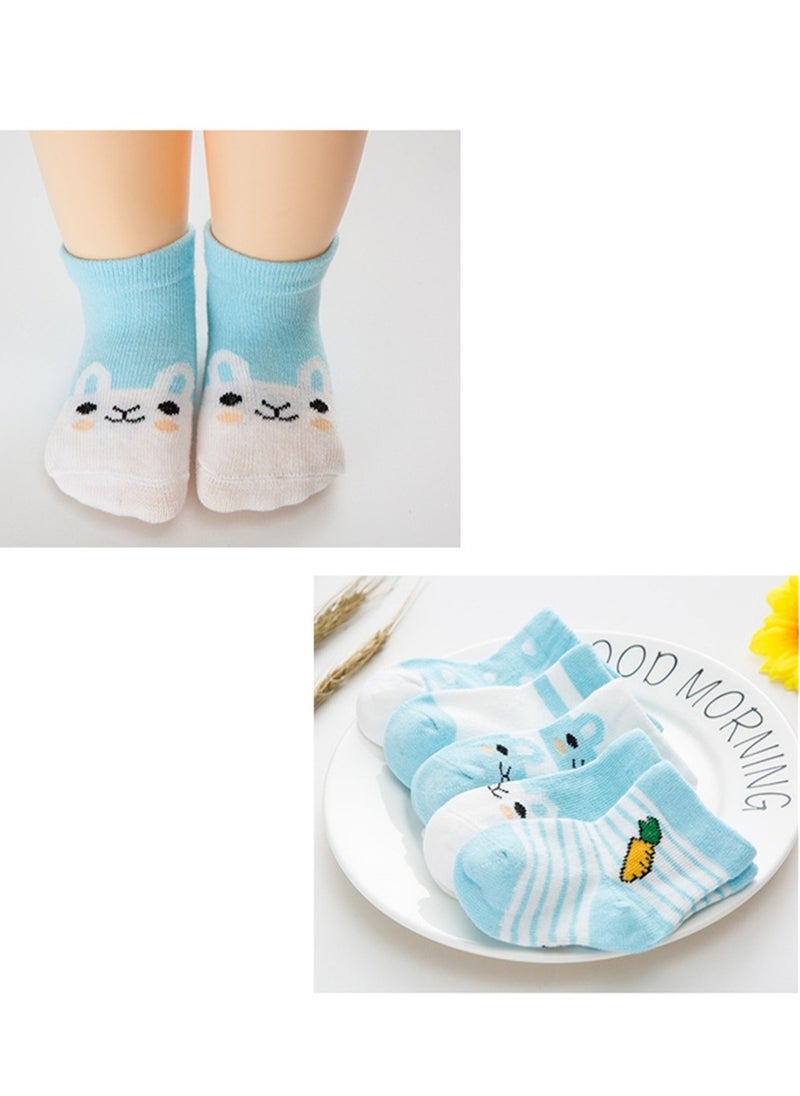 Generic - 5 pairs of baby socks cute cartoon socks sweat-absorbent and breathable cotton socks - Image 1