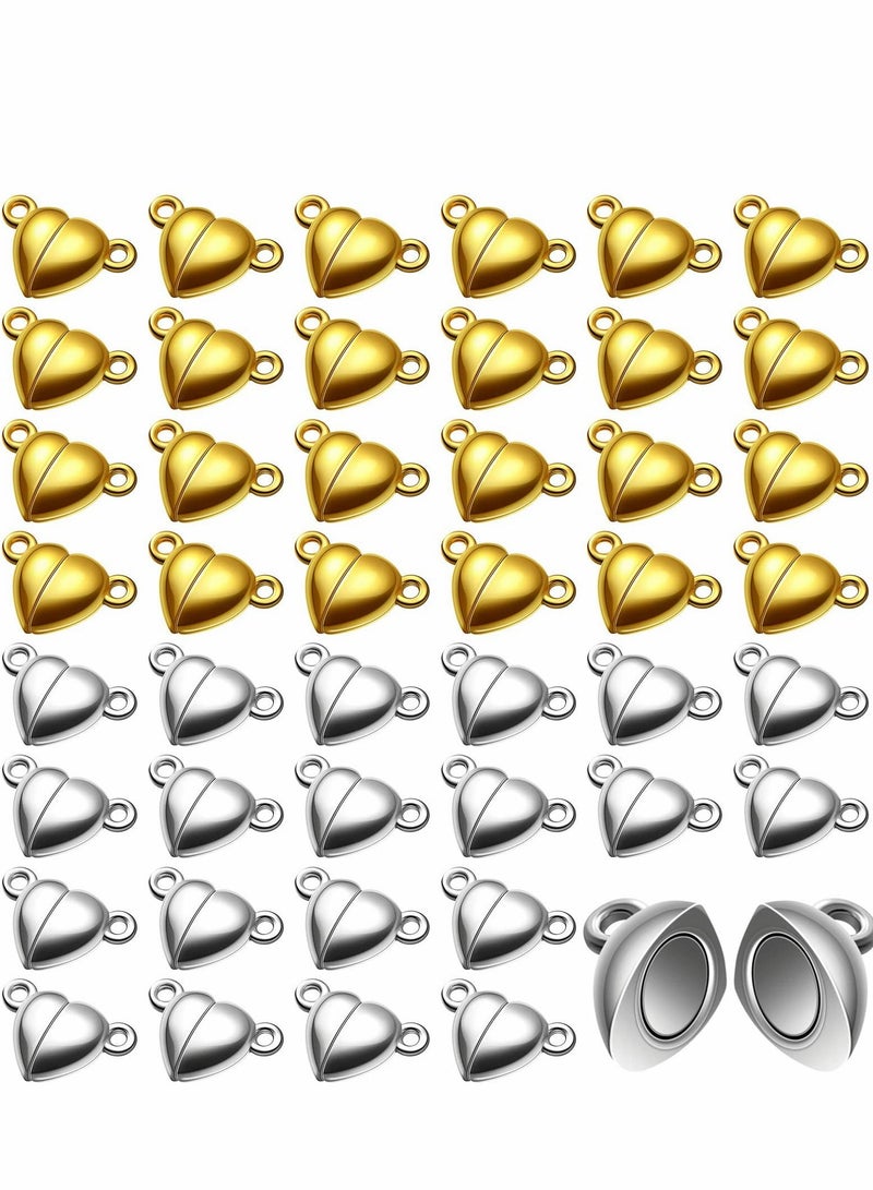 Excefore Heart Shaped Magnetic Clasps for Jewelry Making 48 Pcs Gold Silver Breakaway Clasp Converter Bracelet Necklace DIY Accessories - Image 1