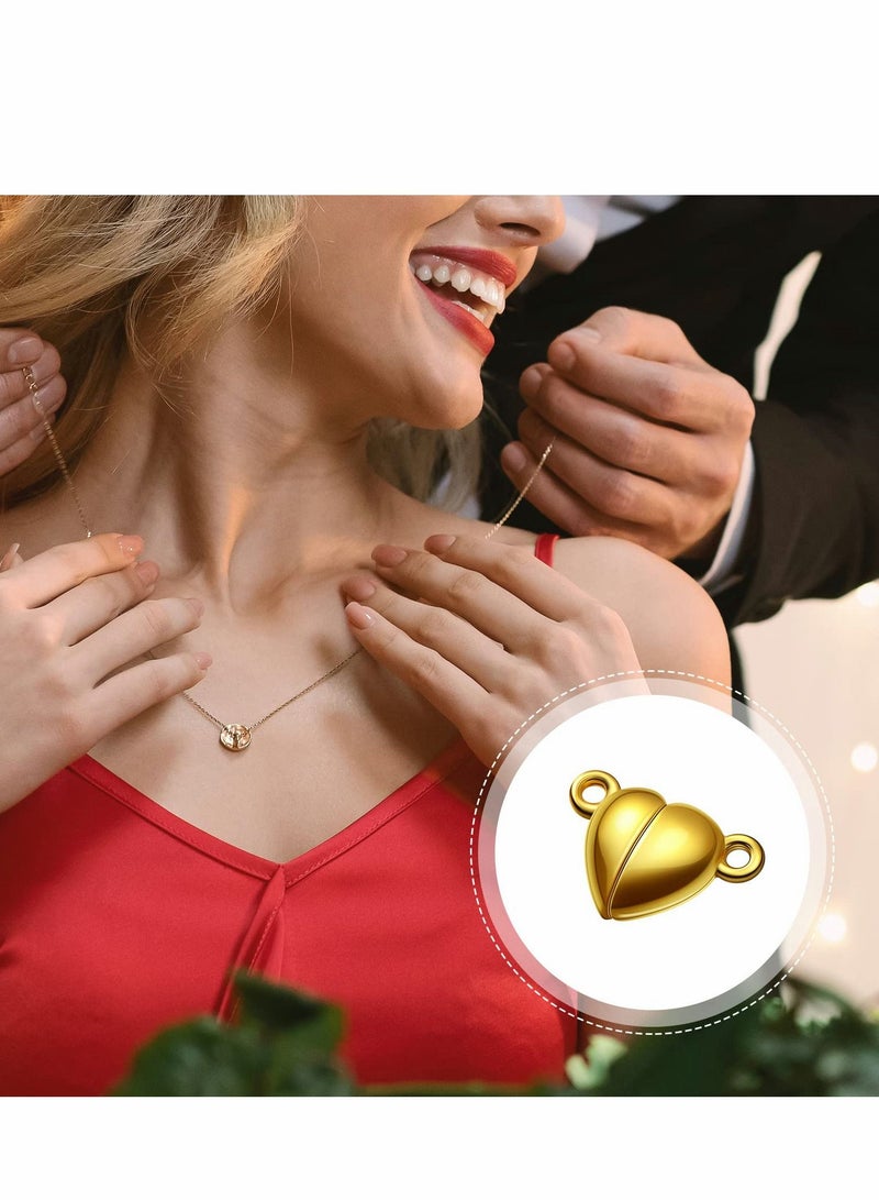 Excefore Heart Shaped Magnetic Clasps for Jewelry Making 48 Pcs Gold Silver Breakaway Clasp Converter Bracelet Necklace DIY Accessories - Image 2