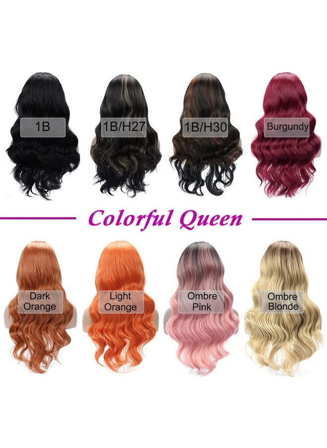 Colorful Queen - Glueless Headband Wig Synthetic Long Black Body Wave Headband Wigs For Black Women Natural Looking Wavy Wig Heat Resistant 180% Density(26Inch 1B) - Image 1