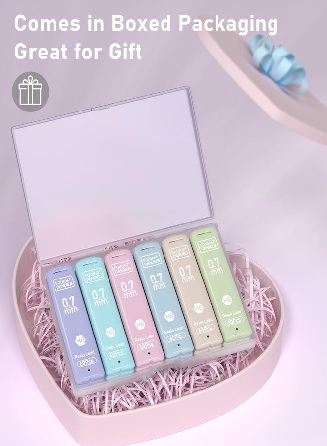 Four Candies عبوات إعادة تعبئة أقلام رصاص ميكانيكية سوداء مقاومة للكسر من فور كانديز، 0.7 مم، في علبة، عبوة من 720 قطعة، HB رقم 2، 12 أنبوبًا من الرصاص 0.7 مم، 60 قطعة في كل أنبوب - Image 5