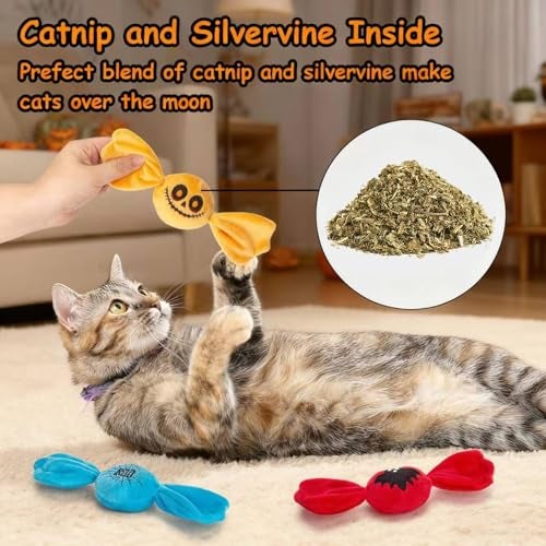 Retro Shaw 3PCS Candy Catnip Kicker Toys for Indoor Cats, Crinkle Cat Toys with Catnip, Interactive Plush Kitty Treat Toy for Bored Cats, Kitten Teething Toys - Image 3