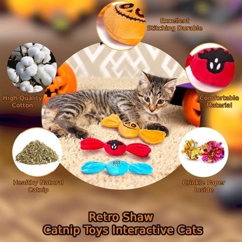 Retro Shaw 3PCS Candy Catnip Kicker Toys for Indoor Cats, Crinkle Cat Toys with Catnip, Interactive Plush Kitty Treat Toy for Bored Cats, Kitten Teething Toys - Image 2