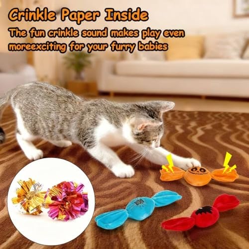 Retro Shaw 3PCS Candy Catnip Kicker Toys for Indoor Cats, Crinkle Cat Toys with Catnip, Interactive Plush Kitty Treat Toy for Bored Cats, Kitten Teething Toys - Image 4