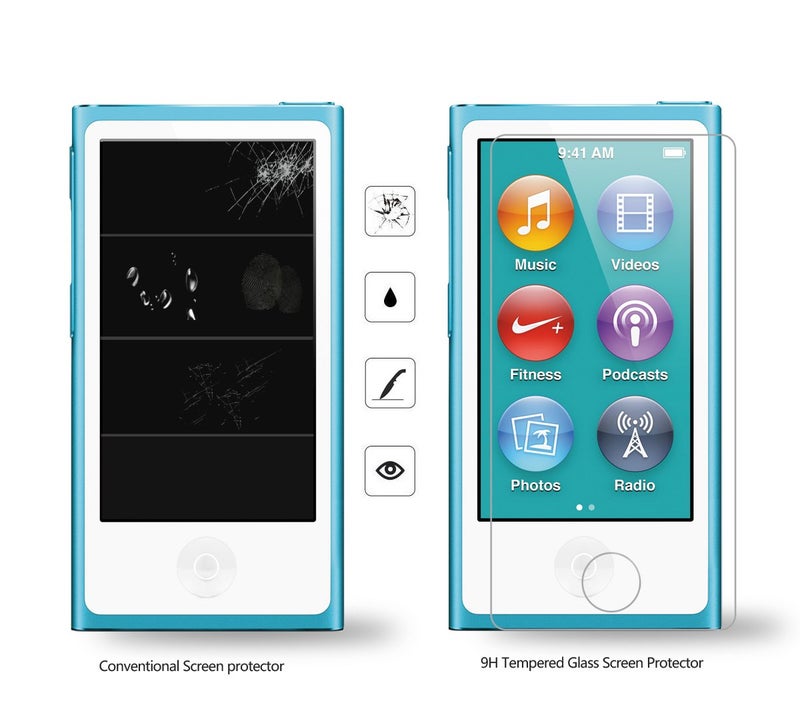 AKWOX (Pack of 2) Screen Protector for iPod Nano 7 8th 0.33mm High Definition Clear Tempered Glass Screen Protector Guard Film for iPod Nano 8th/7 Generation,Shockproof and Scratch-Resistant - Image 3
