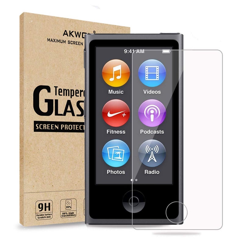 AKWOX (Pack of 2) Screen Protector for iPod Nano 7 8th 0.33mm High Definition Clear Tempered Glass Screen Protector Guard Film for iPod Nano 8th/7 Generation,Shockproof and Scratch-Resistant - Image 1