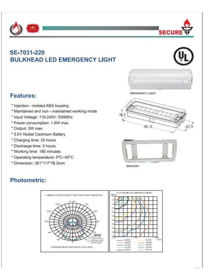 secure - BULKHEAD LED EMERGENCY LIGHT - Image 1