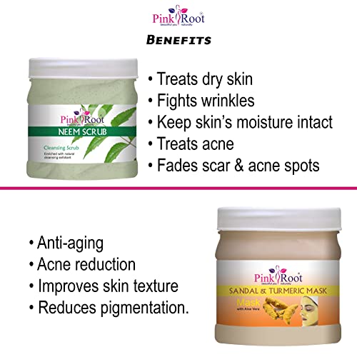 Pink Root Neem Scrub 500gm with Sandal Turmeric Mask 500gm - Image 5