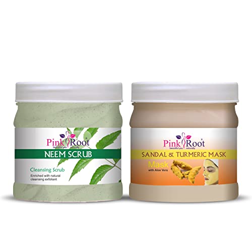 Pink Root Neem Scrub 500gm with Sandal Turmeric Mask 500gm - Image 1