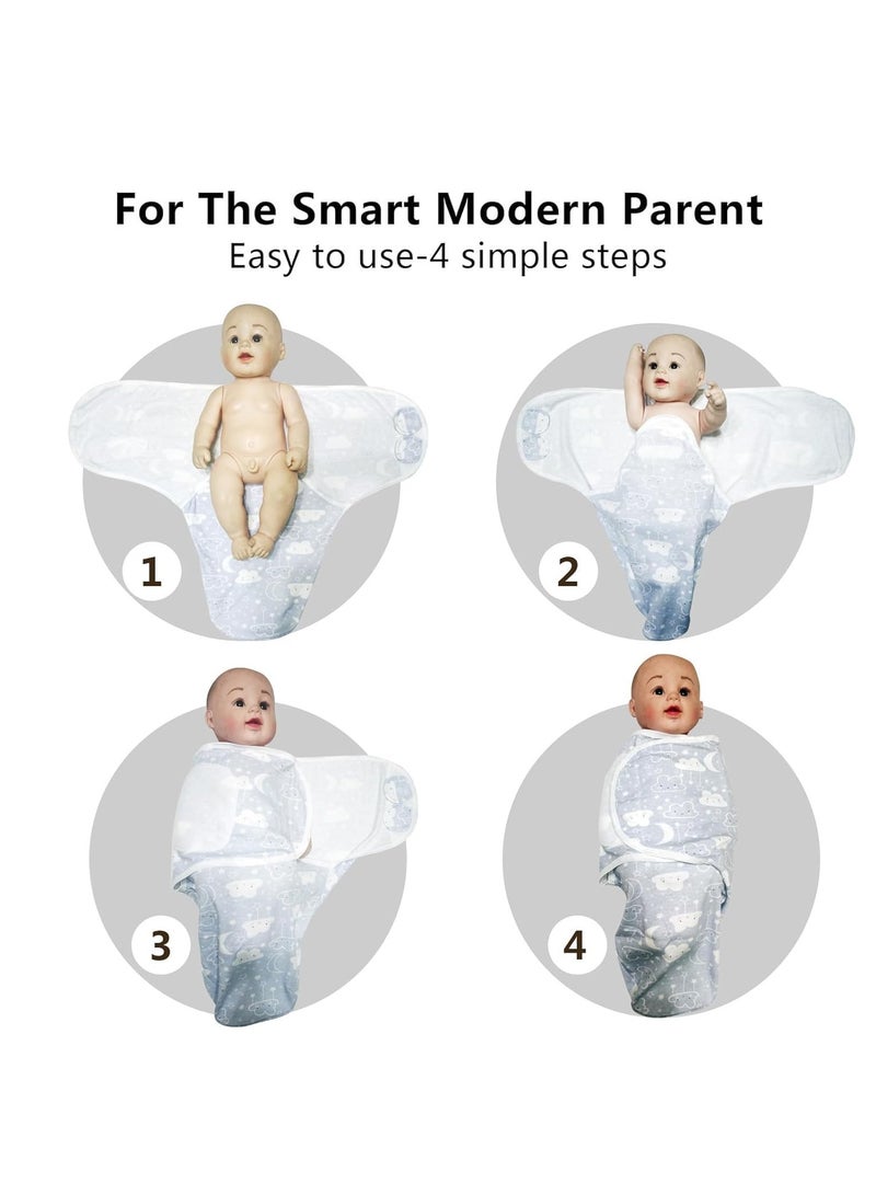 Mr. Penda 3PCS Baby Swaddle Sleep Sack with Hat Set for 0-3 Months Soft Cotton Newborn Wearable Swaddle Wrap for Girls Boys (Cloud Bottle Giraffe) - Image 4