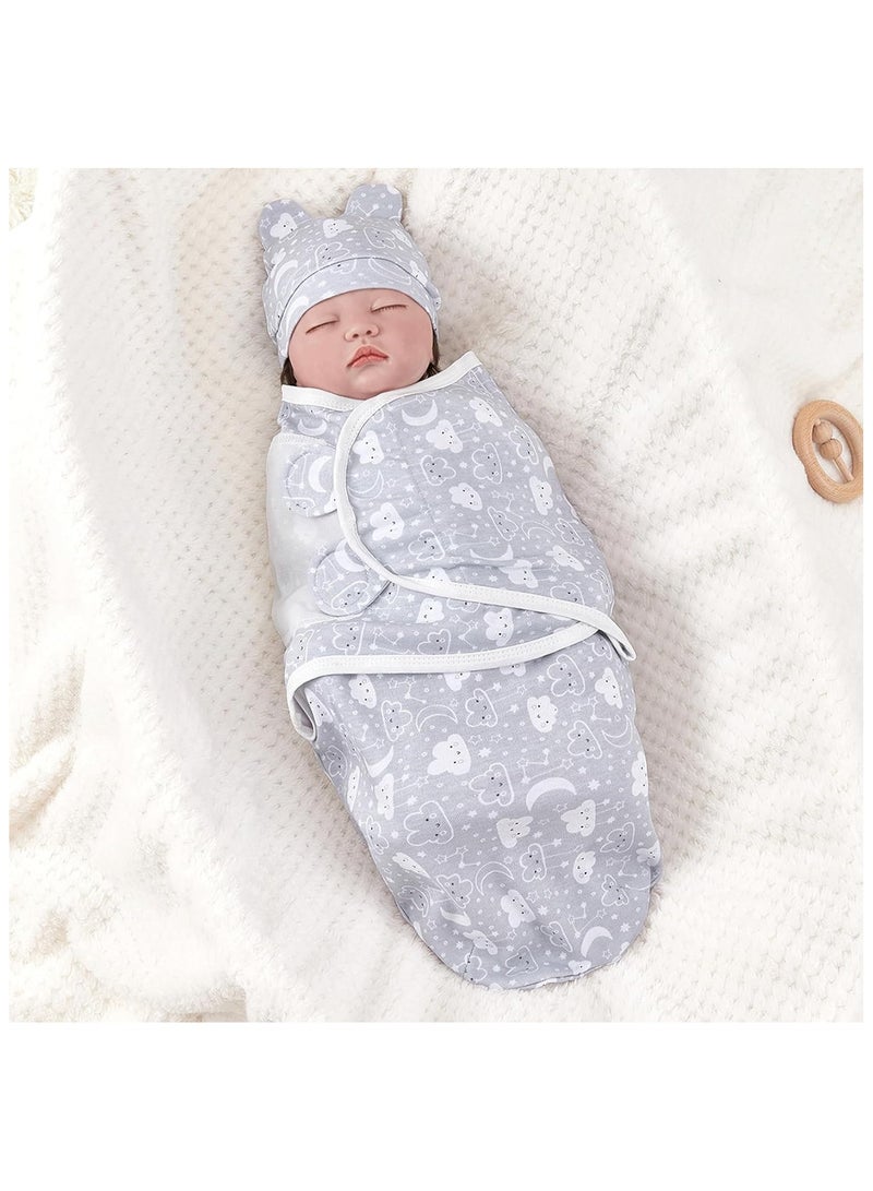 Mr. Penda 3PCS Baby Swaddle Sleep Sack with Hat Set for 0-3 Months Soft Cotton Newborn Wearable Swaddle Wrap for Girls Boys (Cloud Bottle Giraffe) - Image 5