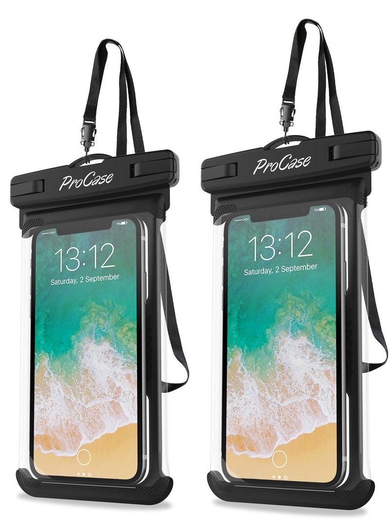 Procases Waterproof Phone Pouch Case Dry Bag for Iphone Galaxy and Note Pixel Cruise Essentials 2 Pack Black - Image 1