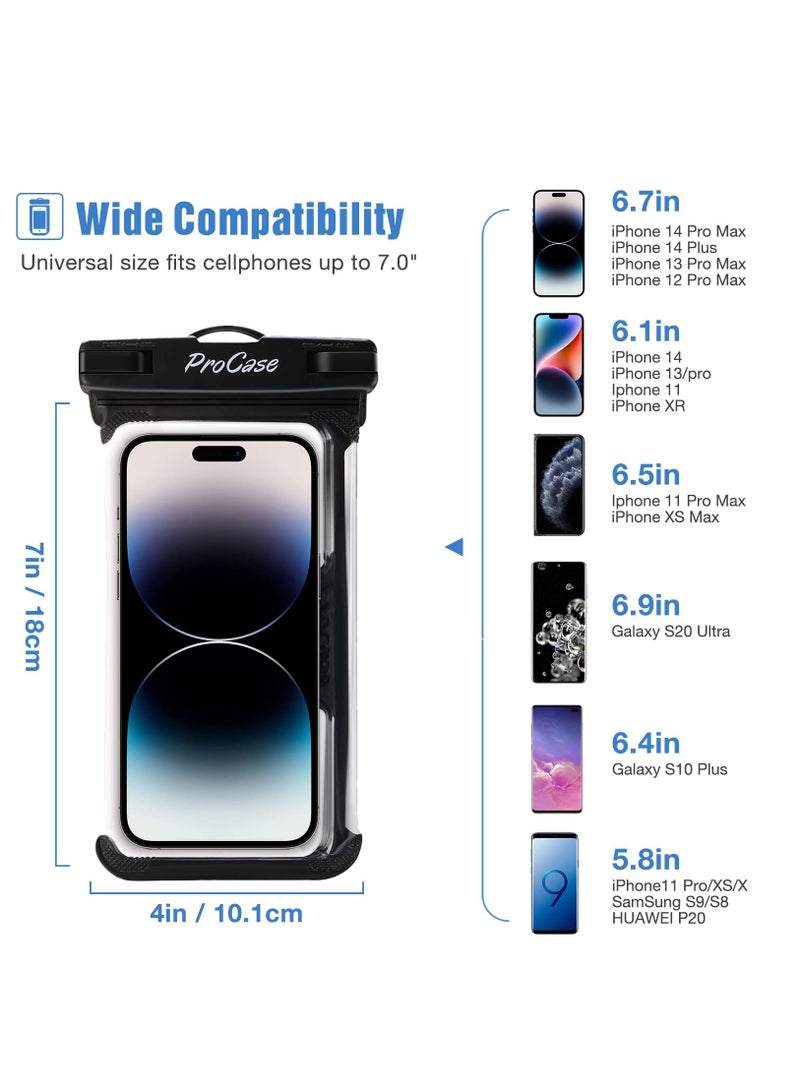 Procases Waterproof Phone Pouch Case Dry Bag for Iphone Galaxy and Note Pixel Cruise Essentials 2 Pack Black - Image 3