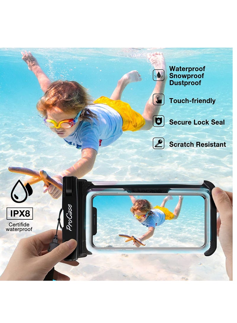 Procases Waterproof Phone Pouch Case Dry Bag for Iphone Galaxy and Note Pixel Cruise Essentials 2 Pack Black - Image 2