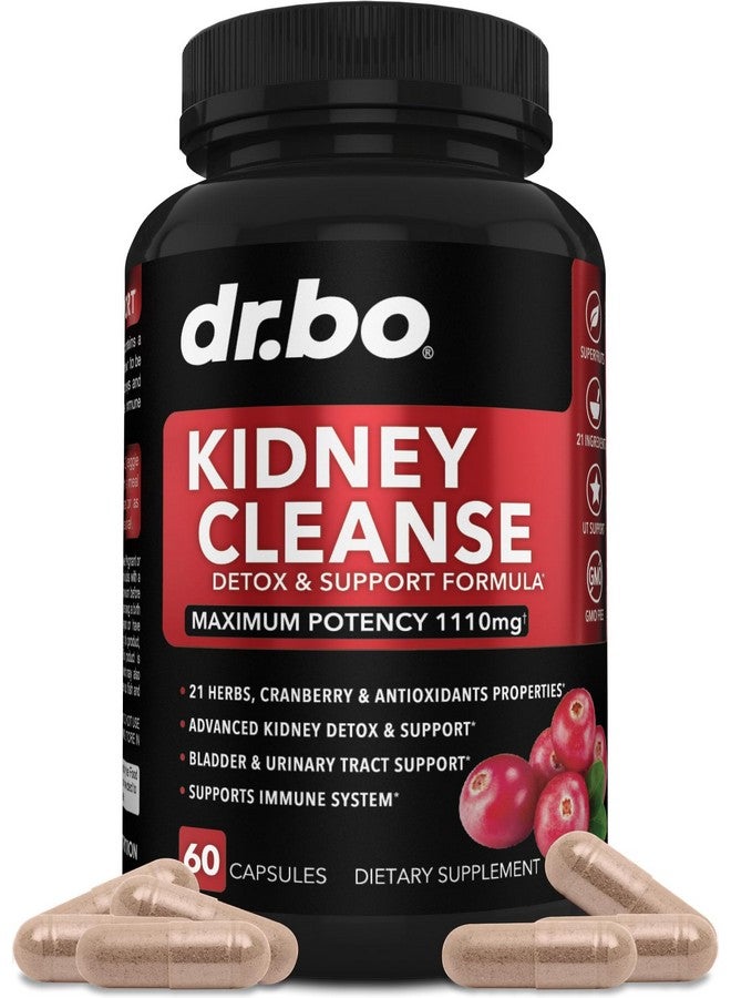dr.bo Kidney Cleanse Detox Support Supplement - Natural Cranberry, Juniper Berries, Buchu & Uva Ursi Extract to Support Kidneys, Bladder & Urinary Tract Health Supplements - Herbal Renal Blend Formula Pills - Image 1