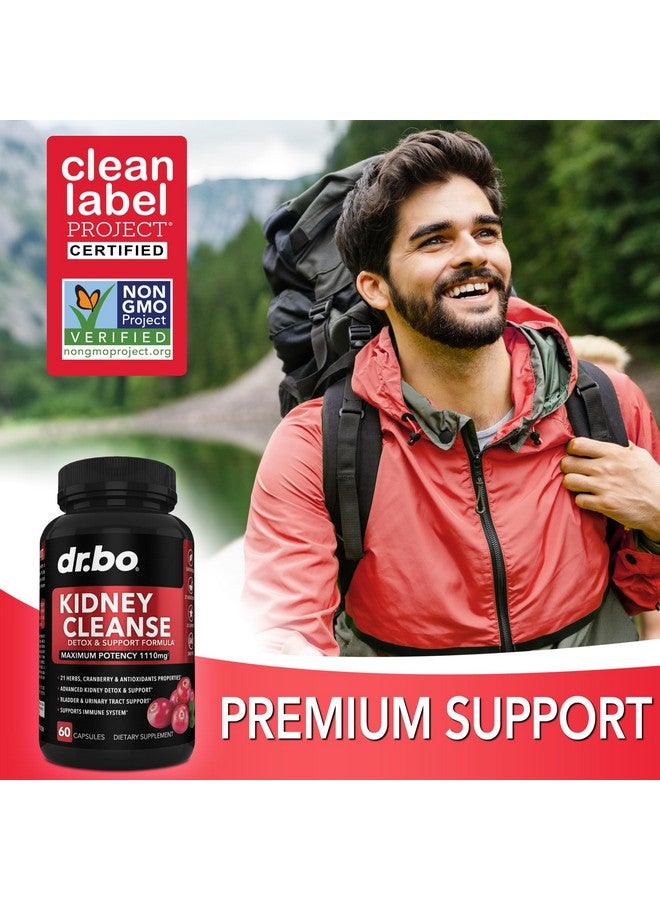 dr.bo Kidney Cleanse Detox Support Supplement - Natural Cranberry, Juniper Berries, Buchu & Uva Ursi Extract to Support Kidneys, Bladder & Urinary Tract Health Supplements - Herbal Renal Blend Formula Pills - Image 5