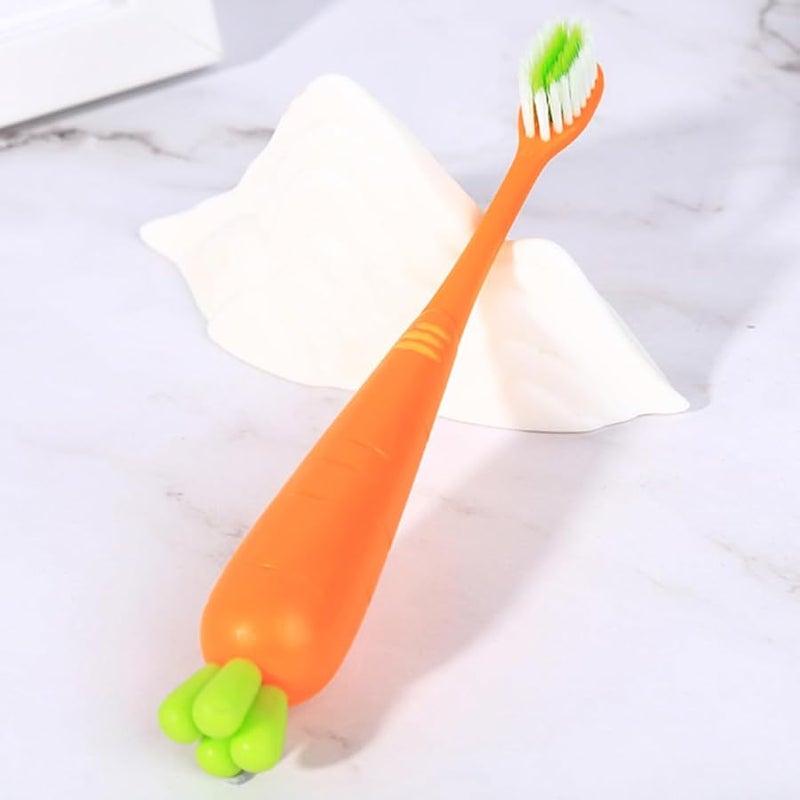 4Pcs Portable Carrot Shaped Manual Toothbrush Soft Bristles For Kids Travel Home - Image 4