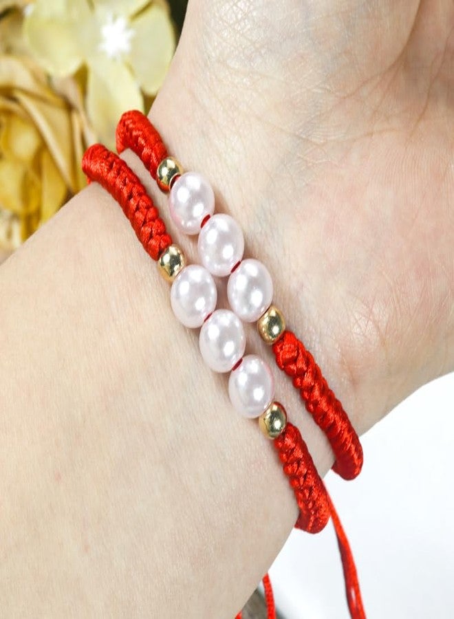 Mannikesi Red Bracelet for Women, Red String Bracelet for Protection as Mother Gifts, Handmade Couples Bracelets Red Ankle Bracelets, Matching Jewelry for Couple, Christian Good Luck Teen Friendship Bracelets - Image 3