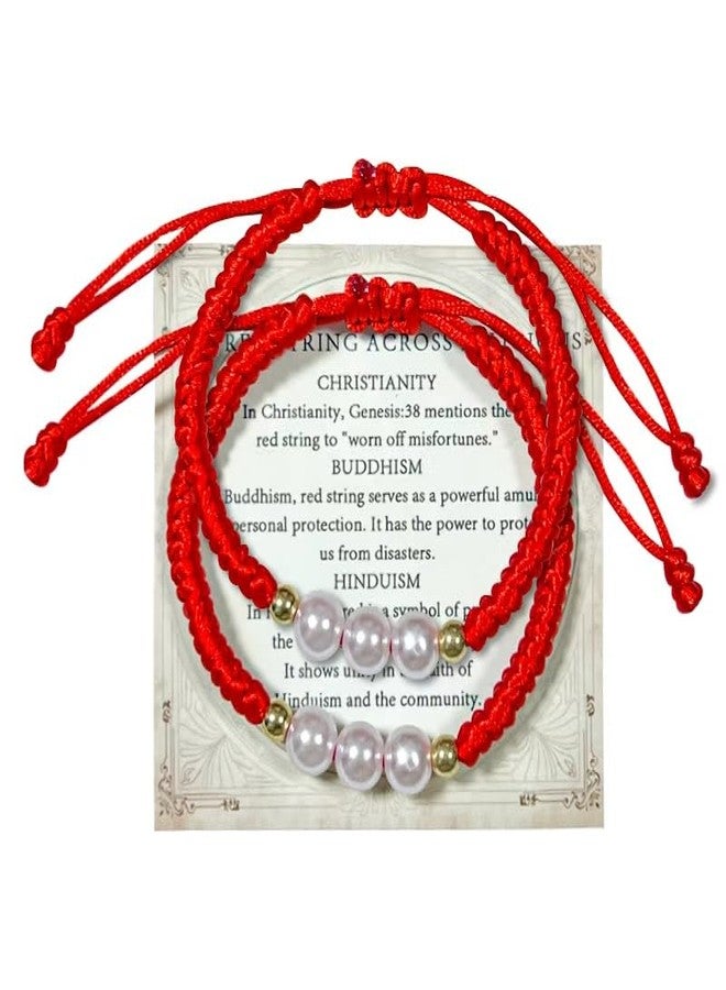 Mannikesi Red Bracelet for Women, Red String Bracelet for Protection as Mother Gifts, Handmade Couples Bracelets Red Ankle Bracelets, Matching Jewelry for Couple, Christian Good Luck Teen Friendship Bracelets - Image 1