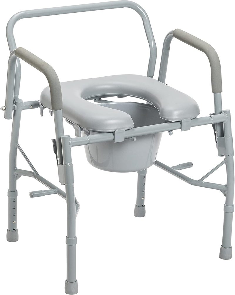 Drive Medical 11125PKSD1 Commode Chair for Toilet with Padded Seat and Arms Gray - Image 1