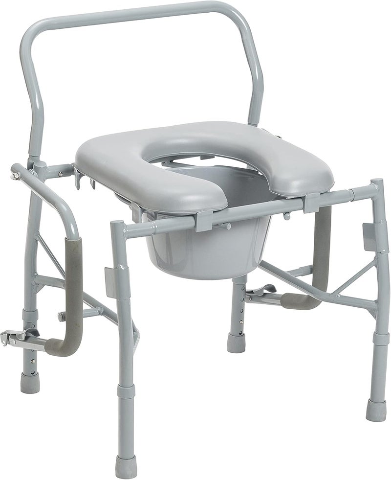 Drive Medical 11125PKSD1 Commode Chair for Toilet with Padded Seat and Arms Gray - Image 3