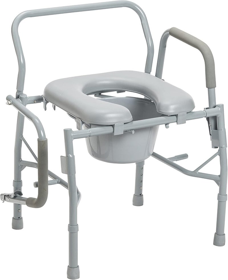 Drive Medical 11125PKSD1 Commode Chair for Toilet with Padded Seat and Arms Gray - Image 2