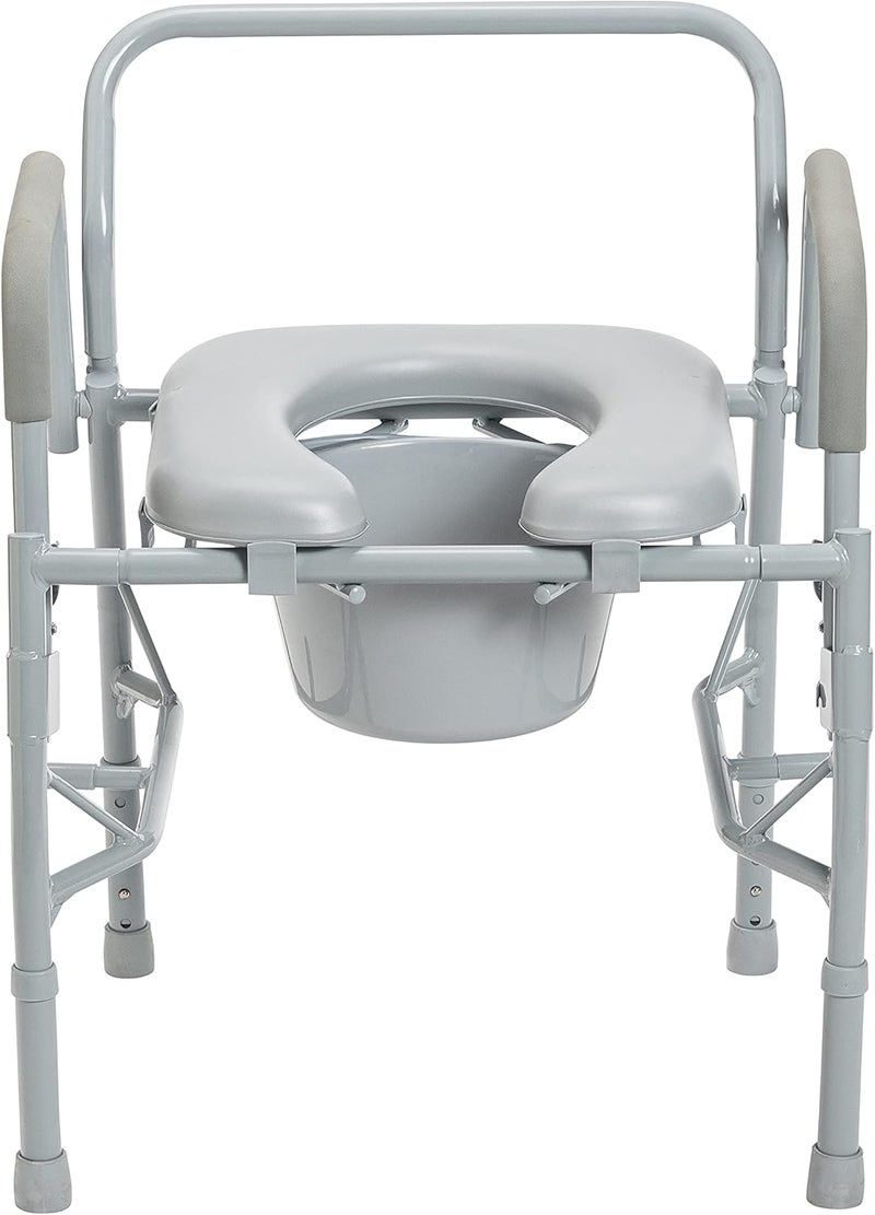 Drive Medical 11125PKSD1 Commode Chair for Toilet with Padded Seat and Arms Gray - Image 4