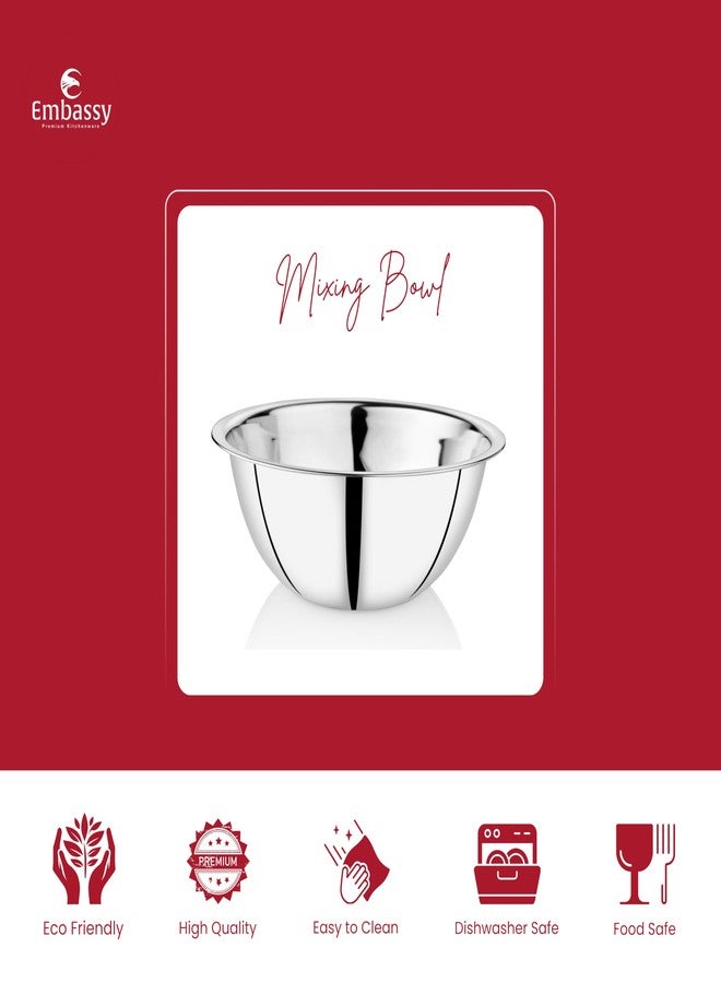 إيمباسي مجموعة أوعية خلط من الفولاذ المقاوم للصدأ من إمباسي، قطعتان، للمطبخ | الحجم: 5 | السعة: 3500 مل | أوعية للخبز، وخلط العجين، والتخزين، والتقديم | مثالية كهدية - Image 5
