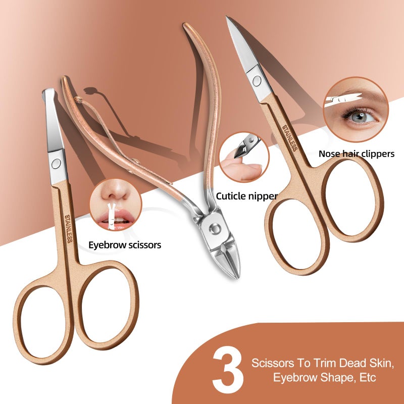 RedFlow Manicure Set 30 in 1 Nail Clippers Set,Nail Manicure Kit for Women,RedFlow Toenail Clippers,Pedicure Kit,Pedicure Tools,Suitable for Travel Manicure Tools (Rose Gold) - Image 5