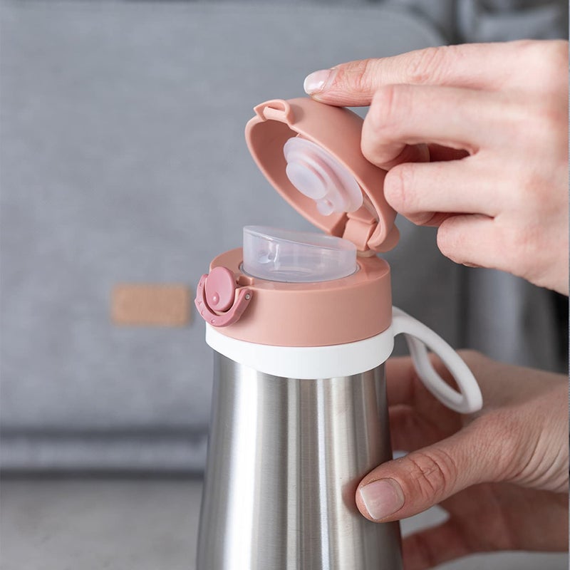 BEABA Kids Stainless Steel Insulated Water Bottle, Kids Water Bottle, Toddler Thermos with Spill Proof Spout and Close Top, Perfect for travel, (Rose) - Image 5