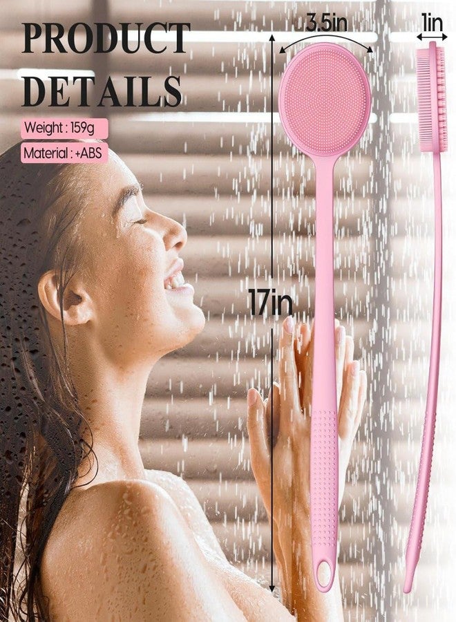 SPITEN Silicone Bath Brush with Long Handle - Soft Bristles Back Scrubber for Shower | Body Massage - Exfoliating Dirt Removal Brush for Men | Women (Pink) - Image 5