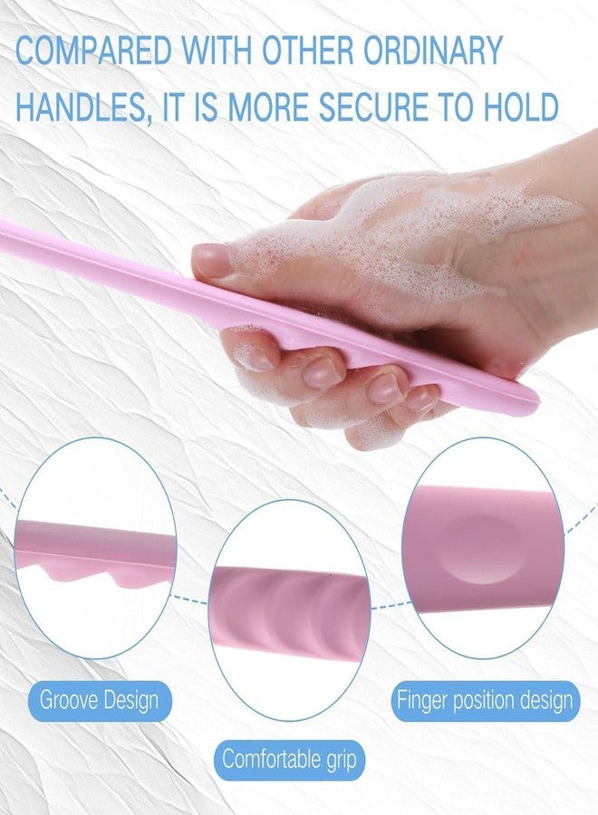 SPITEN Silicone Bath Brush with Long Handle - Soft Bristles Back Scrubber for Shower | Body Massage - Exfoliating Dirt Removal Brush for Men | Women (Pink) - Image 2