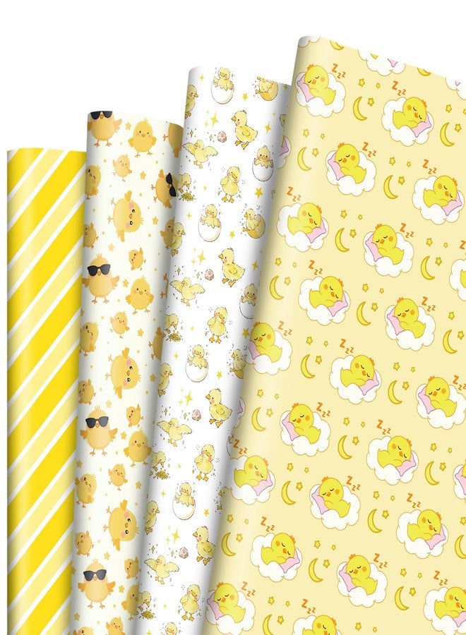 Pineraap 12 Sheets Cute Chick Wrapping Paper, Baby Shower Wrapping Paper, Farm Animal Gift Wrap for Kids, Little Chick Gift Packing Supplies for Baby Shower, Easter, Birthday Party Crafts Decorations (20"×28") - Image 1
