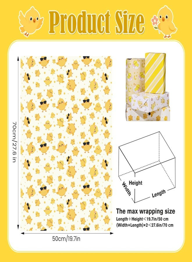 Pineraap 12 Sheets Cute Chick Wrapping Paper, Baby Shower Wrapping Paper, Farm Animal Gift Wrap for Kids, Little Chick Gift Packing Supplies for Baby Shower, Easter, Birthday Party Crafts Decorations (20"×28") - Image 3