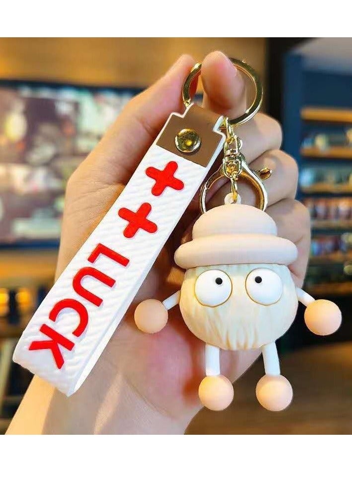 Cute Cartoon Beige Briquette Keychain For Cars, Bag Pendants,Small Gifts  - Image 1