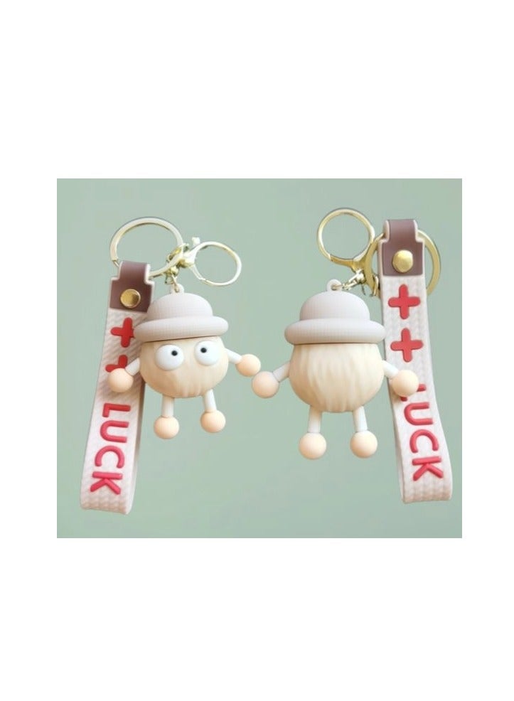 Cute Cartoon Beige Briquette Keychain For Cars, Bag Pendants,Small Gifts  - Image 2