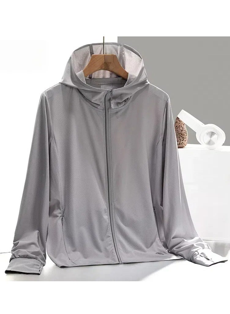 Loquat Sun Protection Jacket Ultra Light Thin Mesh Breathable Hoodie Clothing Grey 