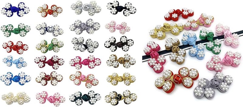 أزرار الوشاح الصيني المصنوعة يدويًا من الخرز، مع إغلاق العقدة الصينية والمشابك - Image 3