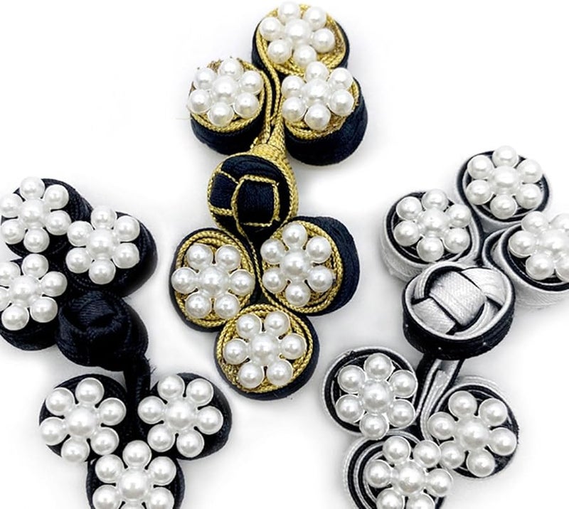 أزرار الوشاح الصيني المصنوعة يدويًا من الخرز، مع إغلاق العقدة الصينية والمشابك - Image 4