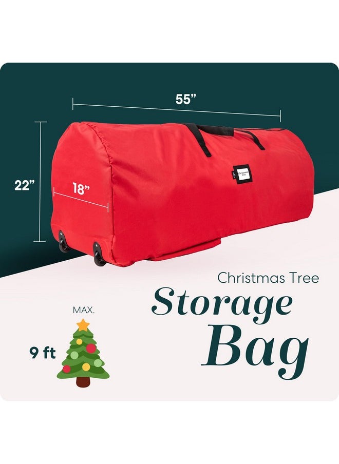 Handy Laundry Handy Laundry, Rolling Tree Storage Bag - Storage for 9-Foot Artificial Christmas Holiday Tree. Zippered Bag, Carry Handles & Wheels for Easy Transport. Protects Against Dust, Insects, Moisture, RED  - Image 2