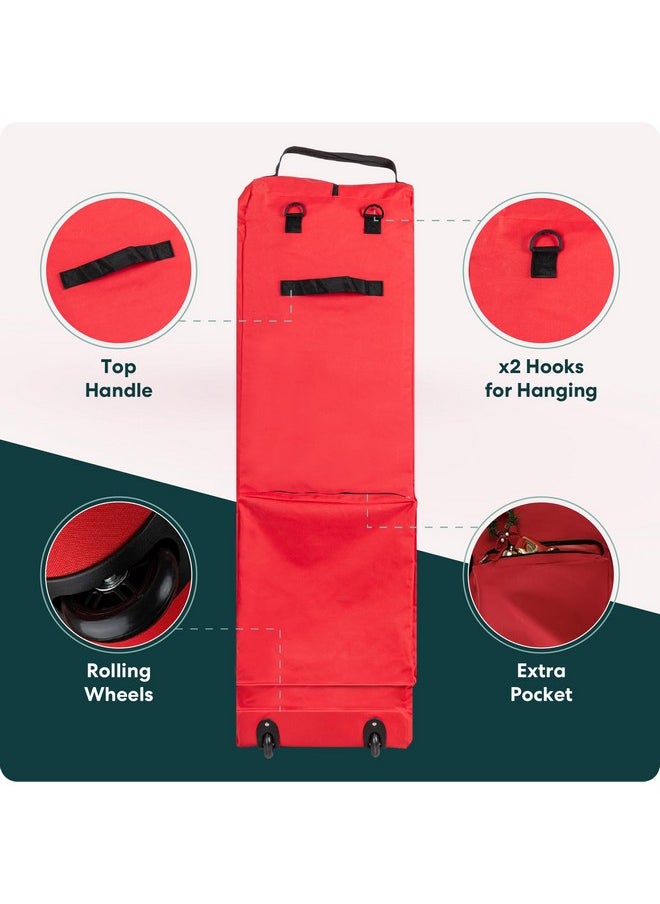 Handy Laundry Handy Laundry, Rolling Tree Storage Bag - Storage for 9-Foot Artificial Christmas Holiday Tree. Zippered Bag, Carry Handles & Wheels for Easy Transport. Protects Against Dust, Insects, Moisture, RED  - Image 5